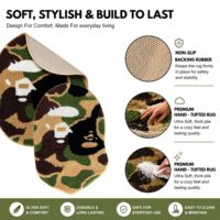 Tapis graphique de style Bape vert, esthétique Y2K, tapis ovale pour le sol, doux, lavable, antidérapant, pour chambre à coucher, dortoir, appartement, salle de jeux