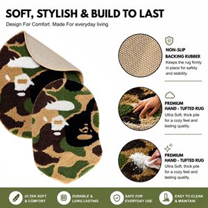 Alfombra Ovalada con Diseño Gráfico Estilo <span class=keywords><strong>Bape</strong></span> Verde, Estética Y2K, Alfombra Suave Lavable Antideslizante para Dormitorio, Residencia Universitaria, Apartamento, Sala de Juegos - Product Image 4
