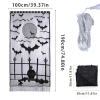 Ensemble de lumières décoratives d'Halloween DIY : Toiles d'araignée, nappe, rideau de porte noir, dentelle, écran de fenêtre, mur, lumières décoratives de fête