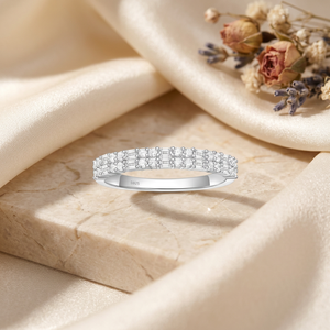 Bagues de mariage tendance en argent sterling 925 plaqué rhodium pour femme, avec zircone cubique taille baguette, double rangée, empilables, bague de promesse - Product Image 4