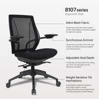 Chaise de bureau AODA, fabricant de chaises de bureau, chaise de bureau ergonomique avec dossier en maille inclinable, support lombaire, accoudoirs et siège.