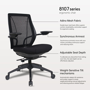 Silla de Oficina AODA, Fabricante de Sillas de Oficina, Silla Ergonómica de Malla Reclinable con Soporte Lumbar y Reposabrazos para Personal de Oficina - Product Image 2