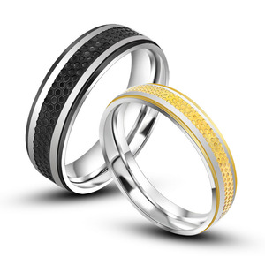 Titanium Steel <b>Couple</b> <b>Rings</b> Black And Gold Speckled Wedding Band Unisex Matching <b>Rings</b> SA529 530 - Product Image 1