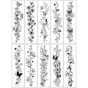 Nuovi Adesivi per Tatuaggi a Farfalla Scura, Stile Bohemien Avanzato con Stelle, Luna e Fiori, Stampa a Trasferimento d'Acqua per Decorazione Corpo Intero - Product Image 6