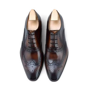 British Men's <b>Waterproof</b> Genuine Leather Oxford Handmade <b>Shoes</b> Wedding Formal Business Casual <b>Shoes</b> with Anti-Slip Buckle Straps - Product Image 3