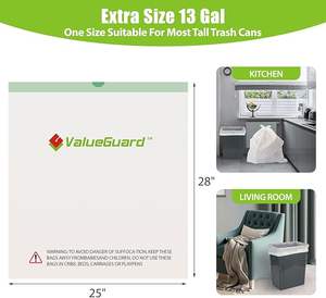 Grand sac poubelle de 13 gallons de hauteur avec cordon de serrage 100% sac poubelle recyclé post-consommation sac poubelle pour cuisine bureau - Product Image 5