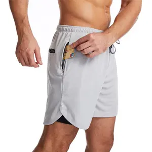 Cep egzersiz vücut geliştirme ile özel yaz erkek dokuma polyester spandex şort spor jogger koşu erkek şort