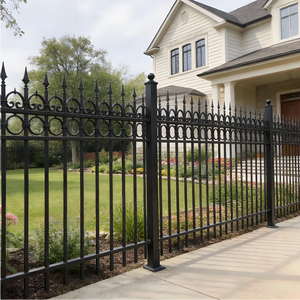 Vallas Clásicas Europeas de Hierro Forjado con Volteos, Recubrimiento en Polvo de Alta Temperatura, 6 Pies, Colores Personalizables <span class=keywords><strong>para</strong></span> Patio y Jardín - Product Image 1