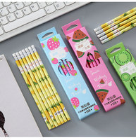 CHXN Ensemble de crayons HB mignons à motif de fruits pour étudiants, coffret de papeterie d'apprentissage pour enfants, ensemble de pinceaux de dessin, cadeau