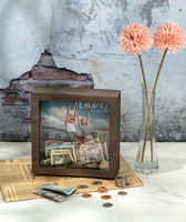 Boîte à monnaie vierge pour sublimation Hucha, cadre photo en bois minimaliste rectangulaire/carré 6,5x6,5 pouces pour sublimation