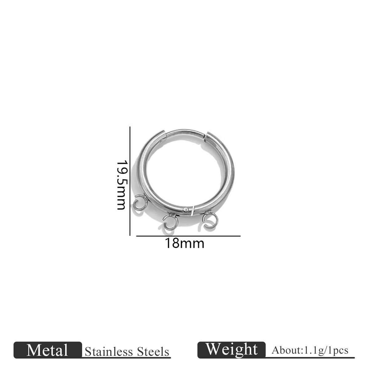 3:1 Welding Ring 18mm Steel silver Color