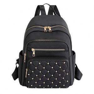 Mochila informal de alta gama para estudiantes universitarias, sencilla, grande, con cremallera, Oxford, color liso, ideal para parejas. - Product Image 4