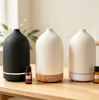 Humidificateur d'air ultrasonique alimenté par USB, diffuseur d'arômes en céramique, diffuseur d'huiles essentielles de 200 ml avec lumière LED