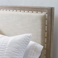 Tête de lit capitonnée en velours, style moderne XDS, blanc riz, taille Queen, en bois de pin et tubes en fer, durable et confortable