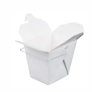 במיקרוגל חד פעמי תיקיות מזון תיבת אריזת Takeaway נייר לבן אטריות קופסא עם ידית