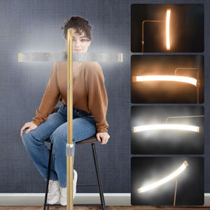 Nouveau support de sol rétractable noir, blanc et or de 24 pouces avec rotation à 360 degrés, pince à cils de salon de beauté avec lumière lunaire LED - Product Image 3