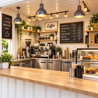 Café préfabriqué de luxe de 20 pieds pour entreprise de café avec comptoir de boissons, café en conteneur maritime, structure en acier