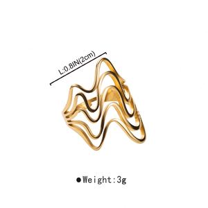 แหวนผสมสีเงินสีทองผู้หญิงทำจากสแตนเลสรูปมงกุฎทรงเรขาคณิตปรับเปิดได้คุณภาพสูงเครื่องประดับของขวัญแหวน - Product Image 4