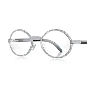 Hersteller Großhandel S925 Silber eingebrachter Moissan Diamant Vollrahmen-Brille Natürliche schwarze Hornbeinbrille