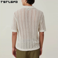 T-shirts en tricot crochet surdimensionnés pour homme personnalisables, logo uni, 100% coton biologique, bambou, écologiques, séchage rapide, anti-UV