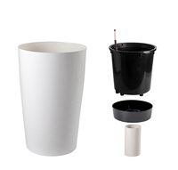 WXL300 Pot de fleurs à absorption automatique d'eau, Pots de plantes, Pot de fleurs cylindrique en plastique blanc