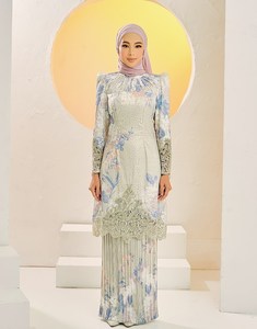 SIPO Eid New Design Floral Border Checkered <strong>Baju</strong> <strong>Kurung</strong> Women Muslim With V Neck Design Wholesale <strong>Malaysia</strong> <strong>Baju</strong> <strong>Kurung</strong> - Product Image 3