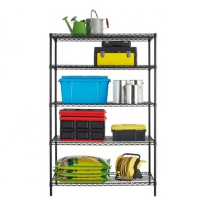 Industrial Steel Heavy-Duty Black Powder Coated Metal Wire <strong>Shelving</strong> 5 Layer <strong>Garden</strong> Shelf Storage Rack - Product Image 1
