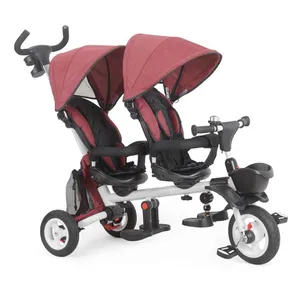 Brightbebe çin toptan yüksek kaliteli bebek üç tekerlekli bisiklet için twins çift koltuklu bebek arabası