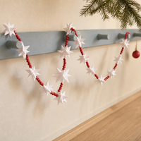 24 étoiles en papier moravian pour décoration de Noël, guirlande murale, perles blanches et rouges pour les fêtes, à suspendre