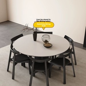 Ensemble <span class=keywords><strong>table</strong></span> et chaises de salle à manger vintage en <span class=keywords><strong>bois</strong></span> massif, convertible, avec plateau en pierre, mobilier de maison au design moderne et épuré - Product Image 3