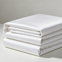Ensemble de literie de luxe pour hôtel en coton égyptien 100% - Drap plat, housse de couette, taie d'oreiller - Draps blancs écologiques 400TC personnalisés