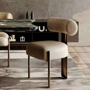 <span class=keywords><strong>Chaise</strong></span> <span class=keywords><strong>de</strong></span> salle à manger moderne haut <span class=keywords><strong>de</strong></span> gamme <span class=keywords><strong>de</strong></span> style crème français, en cuir et <span class=keywords><strong>feutre</strong></span>, avec pieds en métal, dossier haut, écologique pour hôtel et maison - Product Image 6