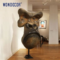 Wondecor personnalisé extérieur célèbre rue abstraite métal art bronze singe gorille visage sculpture