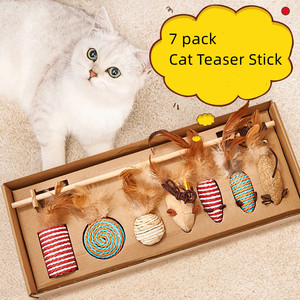 <span class=keywords><strong>7</strong></span> Pack <span class=keywords><strong>Cat</strong></span> Teaser Stick Venta al por mayor <span class=keywords><strong>Cat</strong></span> Mouse Toys Sisal <span class=keywords><strong>Cat</strong></span> Toys Interactive - Product Image 3