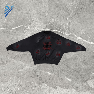 Sweat-shirt surdimensionné personnalisé pour homme, imprimé personnalisé, streetwear délavé à l'acide, sweat-shirt décontracté noir - Product Image 1