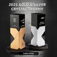 2025 nouveau Design or argent métal X avec trophée de récompenses en verre de cristal noir MH-J0477 d'autres produits d'artisanat en cristal