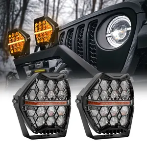 Cao BRIGHT 6000LM 7inch LED làm việc đèn 120 Wát tổ ong LED làm việc đèn xe off road Đèn lái xe cho xe tải Jeep Trailer xe