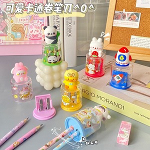 Trẻ em phim hoạt hình động vật hình dạng nhựa bút chì mài học sinh tay quay đôi lỗ công cụ văn phòng phẩm trường học - Product Image 2