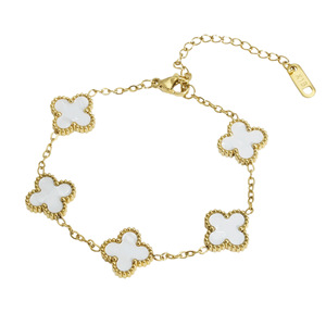 <span class=keywords><strong>Bracelet</strong></span> Trèfle à Quatre Feuilles pour Femme, Luxe Léger, Esthétique Haut de Gamme, Plaqué Or 18K, Nacre Double Face, Bijou Porte-Bonheur en Fer - Product Image 5