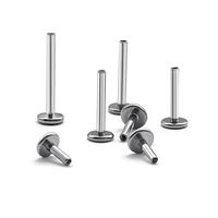 Barres de piercing labret à dos plat anodisées 16G CLASSIQUE pour femmes et enfants, filetage interne, conformes ASTM, pour fiançailles