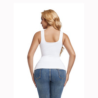 Camiseta sin mangas de poliamida de alta calidad, fina, transpirable, sin costuras, para mujer, de corte cuadrado, para uso diario, con control de abdomen y efecto moldeador.