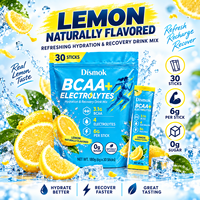 Poudres d'électrolytes BCAA en sachets personnalisés à marque privée, 0g de sucre, saveur citron, supplément d'hydratation sportive