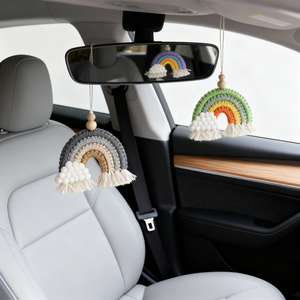 Adorno Colgante de Cuentas de Madera Tejidas a Mano, Estilo Boho, Arcoíris, Macramé <span class=keywords><strong>para</strong></span> Coche, Decoración del Hogar - Product Image 2