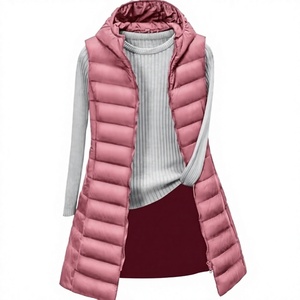 <b>Women's</b> <b>Pink</b> Quilted <b>Vest</b> Stand Collar Zipper Closure Polyester Filled Autumn Wear <b>Women's</b> Stand Collar Puffer <b>Vest</b> Warm - Product Image 1