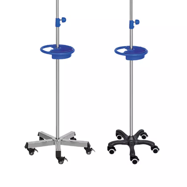 Modern Design Hospital Metal Movable Mobile Infusion Stand 5 Legs IV Pole with Wheels Furniture Accessory