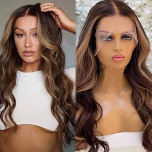 Vero prezzo all'ingrosso della fabbrica di colore naturale dei <span class=keywords><strong>capelli</strong></span> umani 13*4 pizzo trasparente parrucca anteriore con Highlight pianoforte crudo <span class=keywords><strong>capelli</strong></span> vietnamiti - Product Image 1