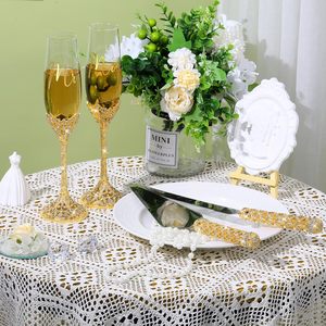 Ensemble de 4 pièces pour mariage : Verres à champagne, couteau à gâteau, spatule, ustensiles de pâtisserie avec boîte cadeau pour mariage de luxe, flûte à <span class=keywords><strong>vin</strong></span> - Product Image 2