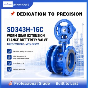 Telescopic Flange Triple Eccentric Valve, <b>Worm</b> Gear, WCB Body, for Petroleum/Chemical/Power Plant, OEM Support SD343H-25C JINKON - Product Image 3