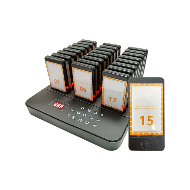 Waterproof New Restaurant Service Paging System Service Restaurant Waiter 24 Buzzers Coaster Pager System Guest Vibration