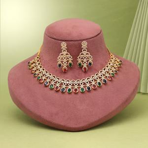 Juego de collares de diamantes CZ americanos multicolor, perlas de latón para fiestas de boda, atuendo de novia, pedido a granel - Product Image 1